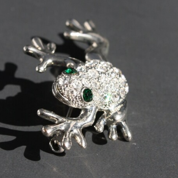 Vintage Crystal FROG Swarovski green eyes Cute sparkly - Picture 2 of 4
